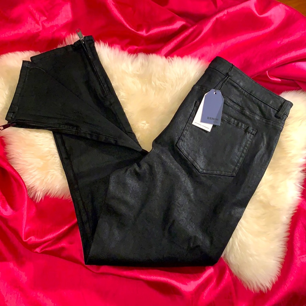 UNIVERSAL STANDARD Black Coated Denim Jeans
